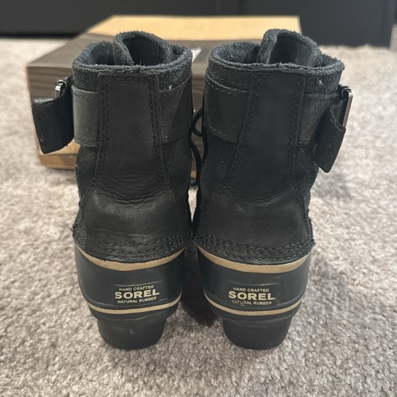 women\'s sorel winter fancy lace II size 5.5 black silver sage waterproof